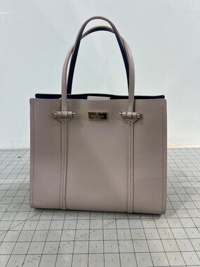 Kate Spade New York Blush Pink Leather Tote Bag Gold Hardware Navy Interior Fine